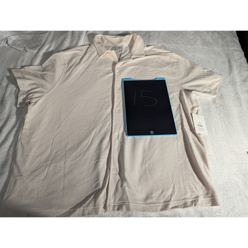 Free Assembly Texture Camp Shirt Mens 3XL Almond NWT Short Sleeve Button Down